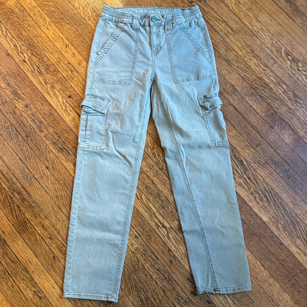 Green straight leg cargos